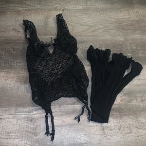VS bustier with garter and thigh highs